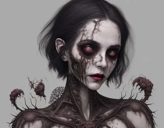 Fractal Mold Infested Vampire Portrait: Body Horror
