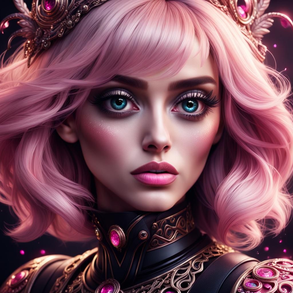 Girl with Big Eyes and Pink Lips