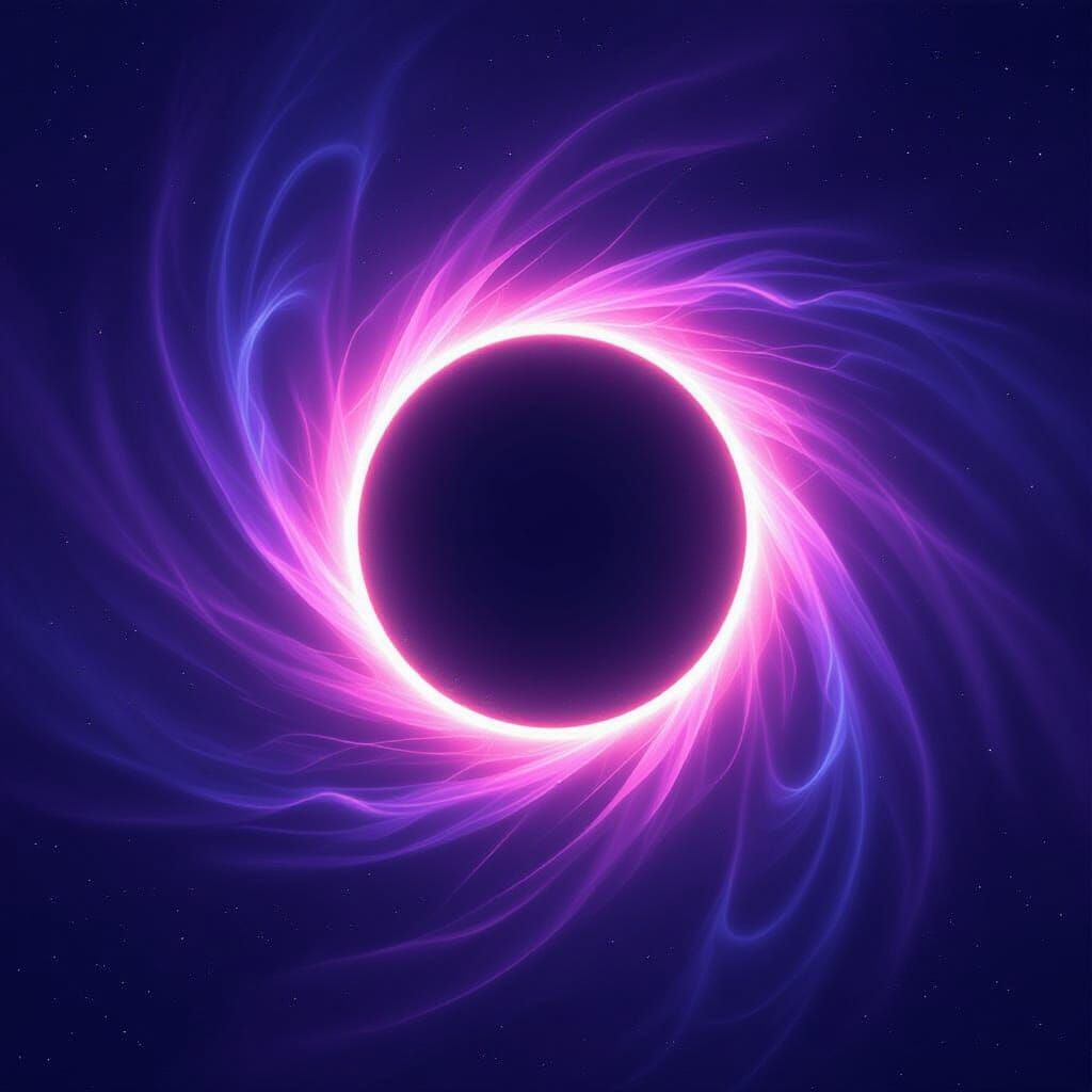 Radiant Eclipse with Neon Halos and Auroras