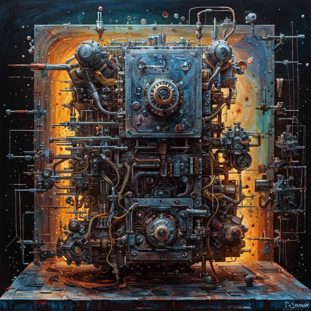 Sci-Fi Semiconductor Formula One Impasto Painting