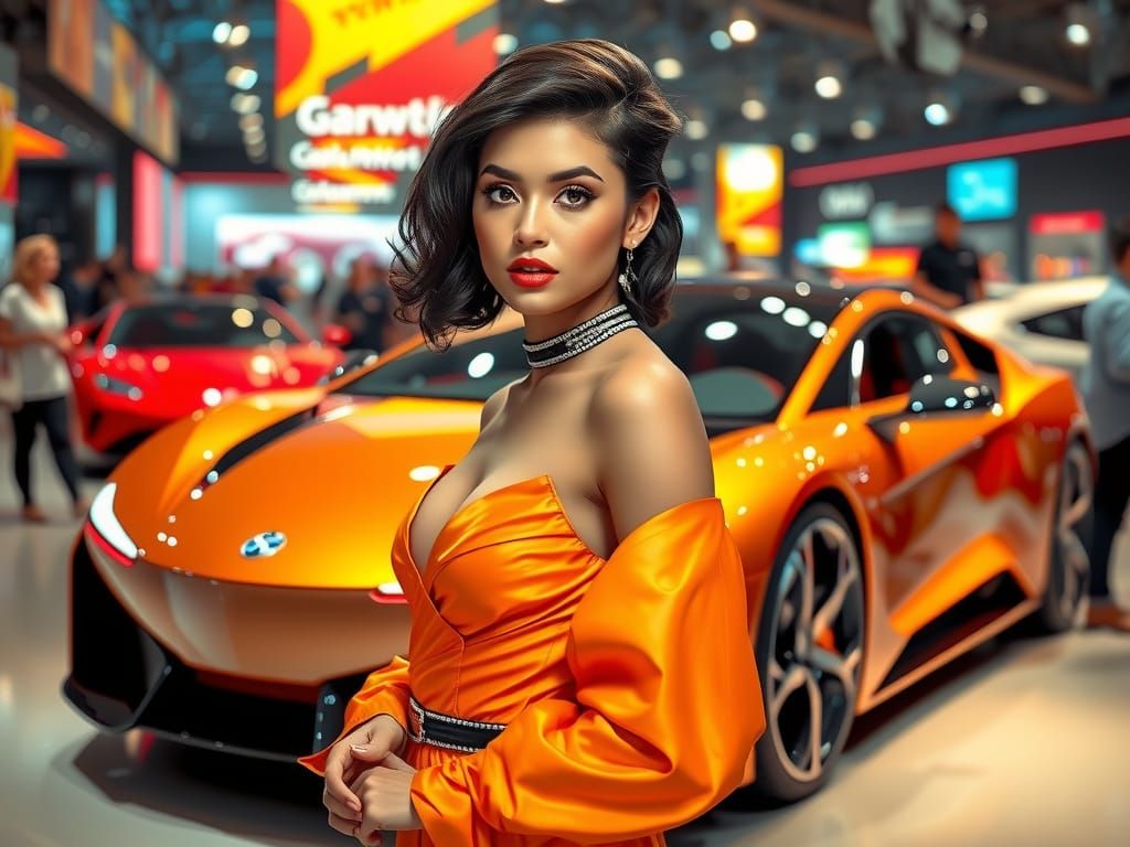 Elegant Futuristic Beauty at a Concept Art Car Show