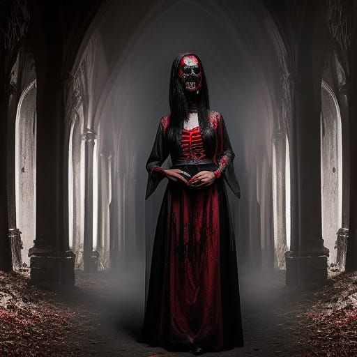 Terrifying Ghost Emerges in Graveyard: Dark Fantasy Horror