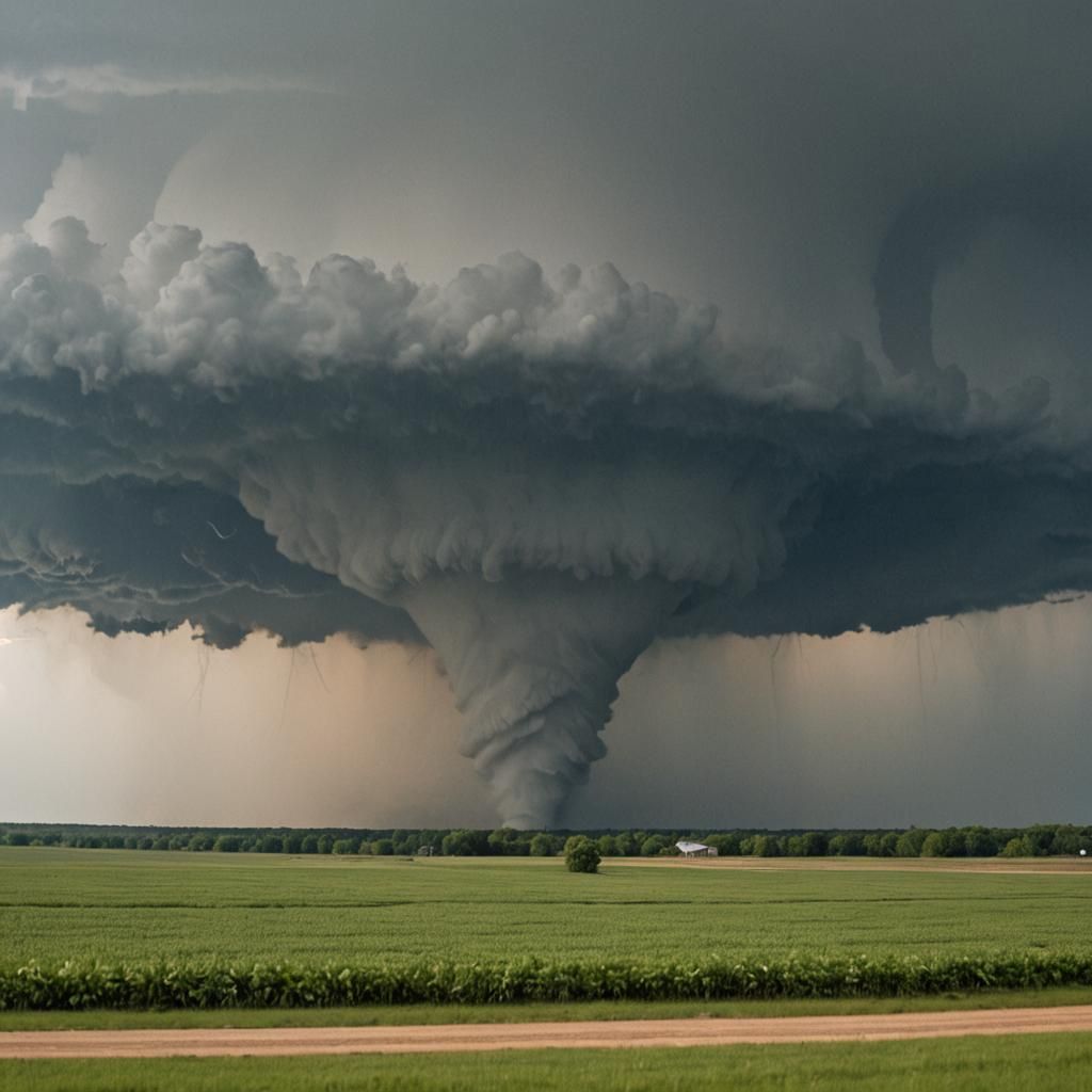Wedge Tornado Over Fields: Professional Photography
