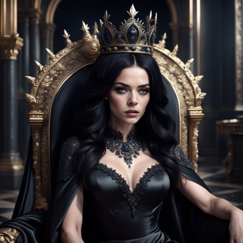 Black Queen on Throne in Digital Matte Painting