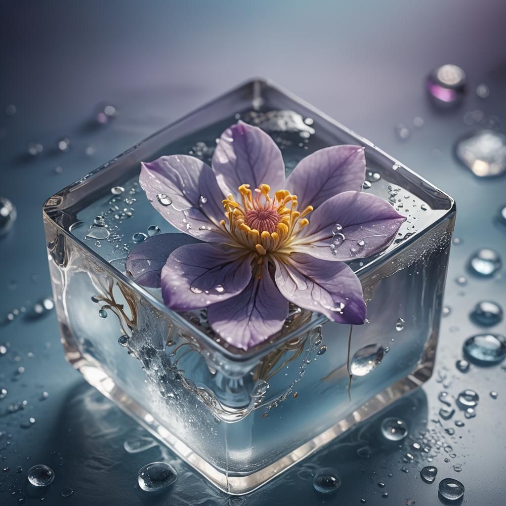 Flower Encased in Ice, Digital Art