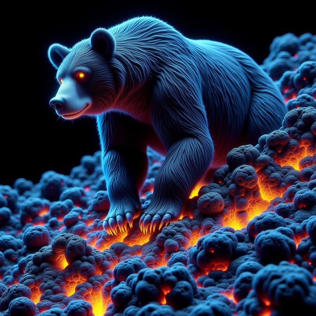 Lava Bear with Glowing Triadic Colors