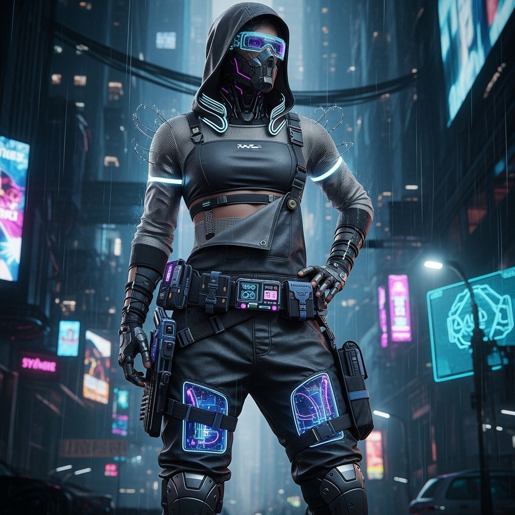 Cyberpunk Figure in Dystopian Cityscape