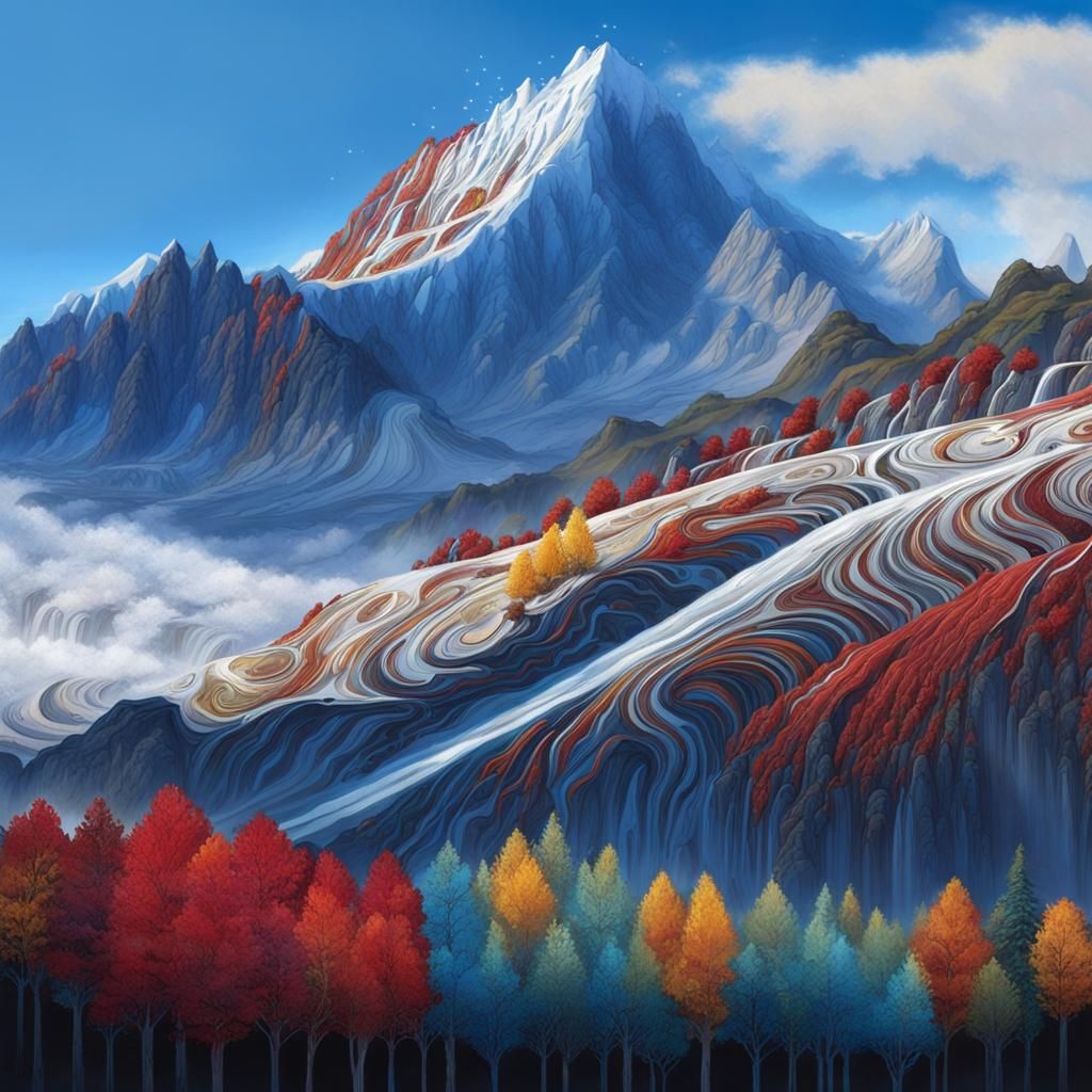 Abstract Laminar Flow with Filigree and Gemstone Colors