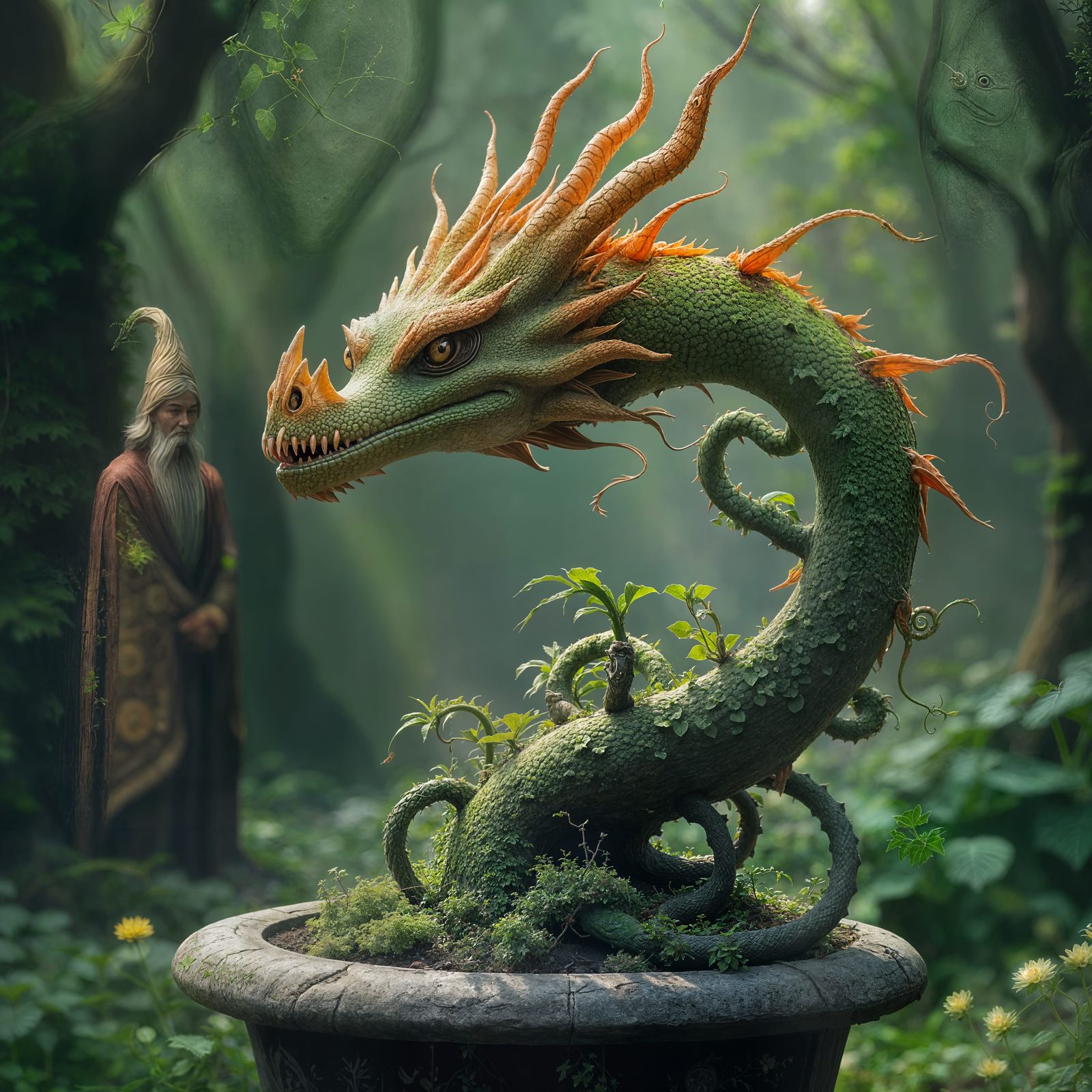 Mystical Planter in a Wizard's Hand