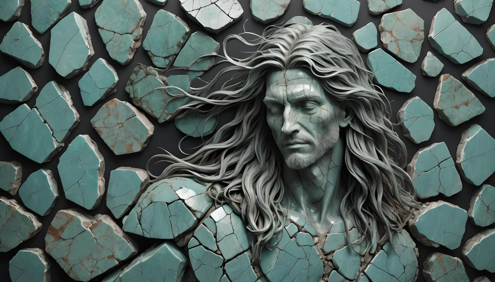 Amazonite Statue of a Man, 3D Render