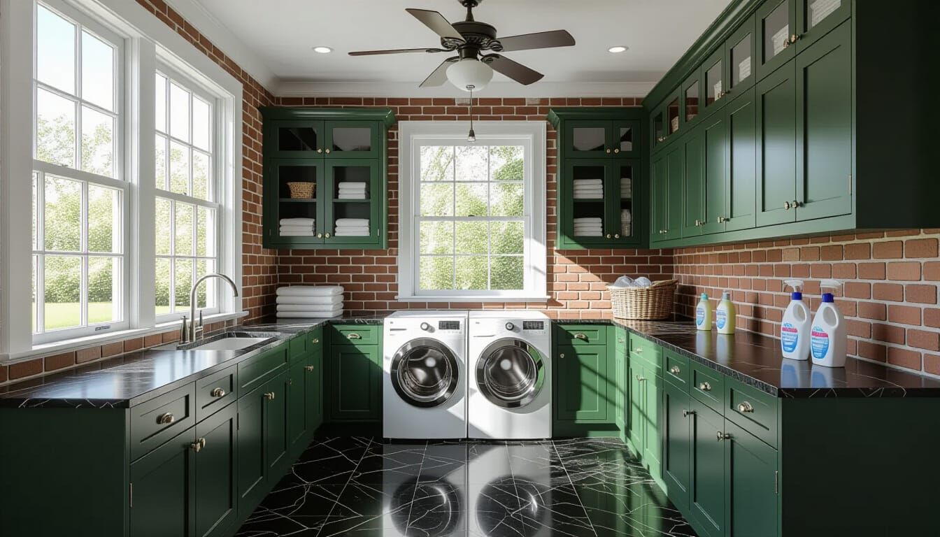 Victorian Laundry Room with Glass Wall and Natural Light
