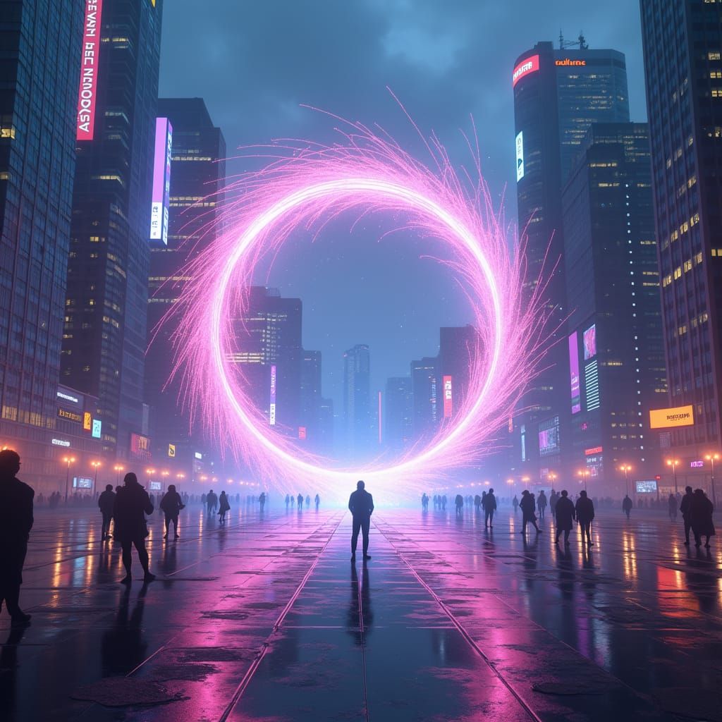 Ethereal Portal to Digital Marketing in Cyberpunk Style