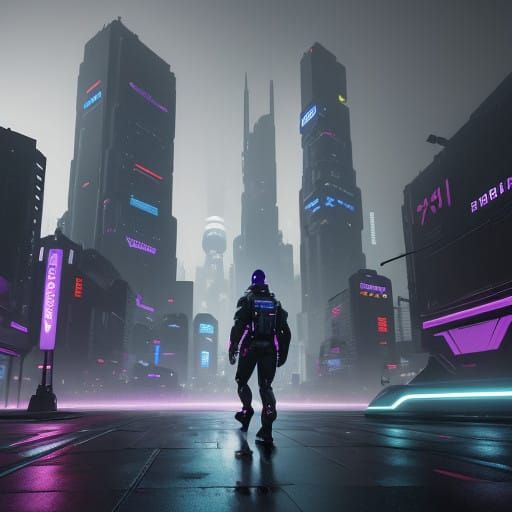 Cyberpunk Cityscape at Dusk in Vibrant Hues