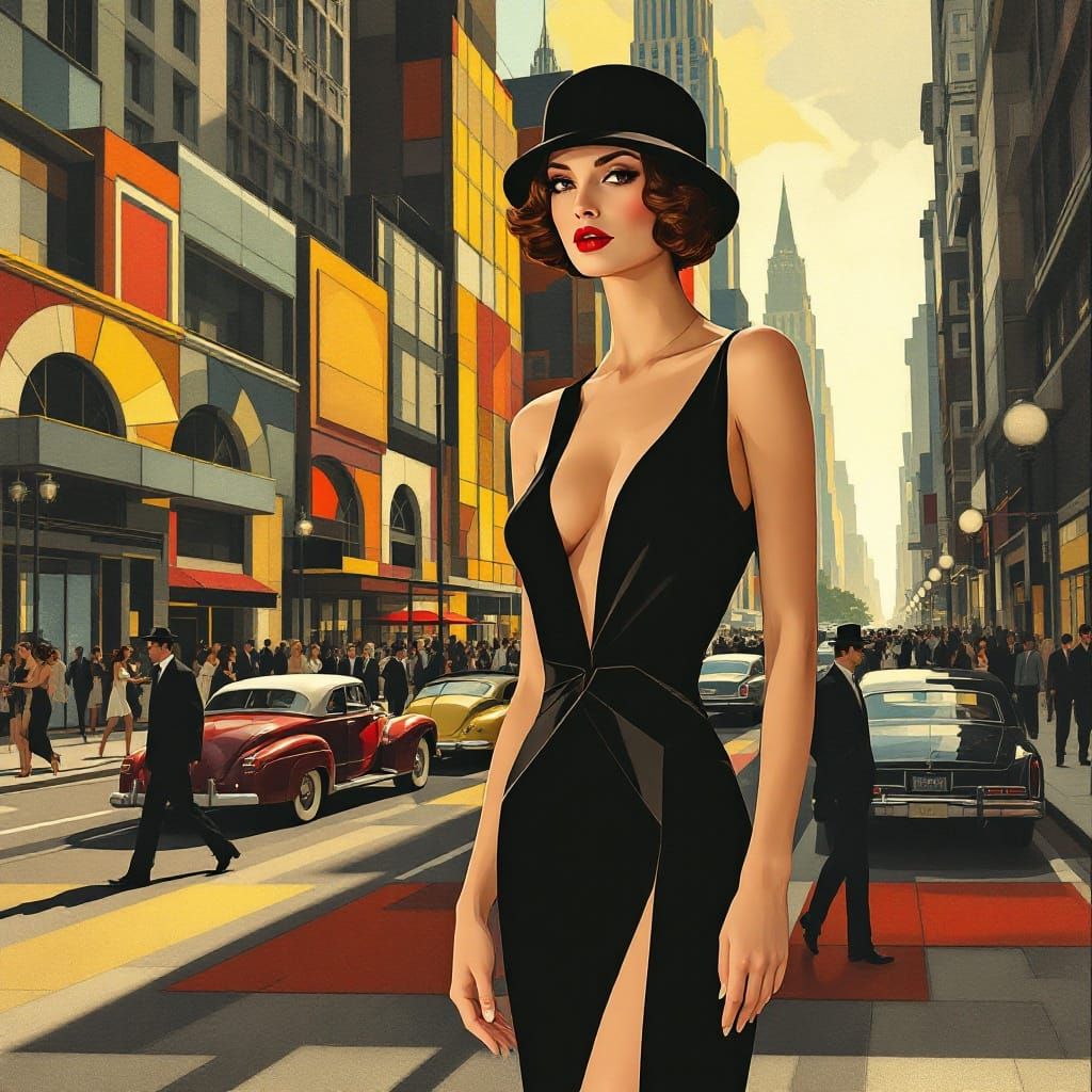 Vintage Glamour Meets Geometric Abstraction in Art Deco City