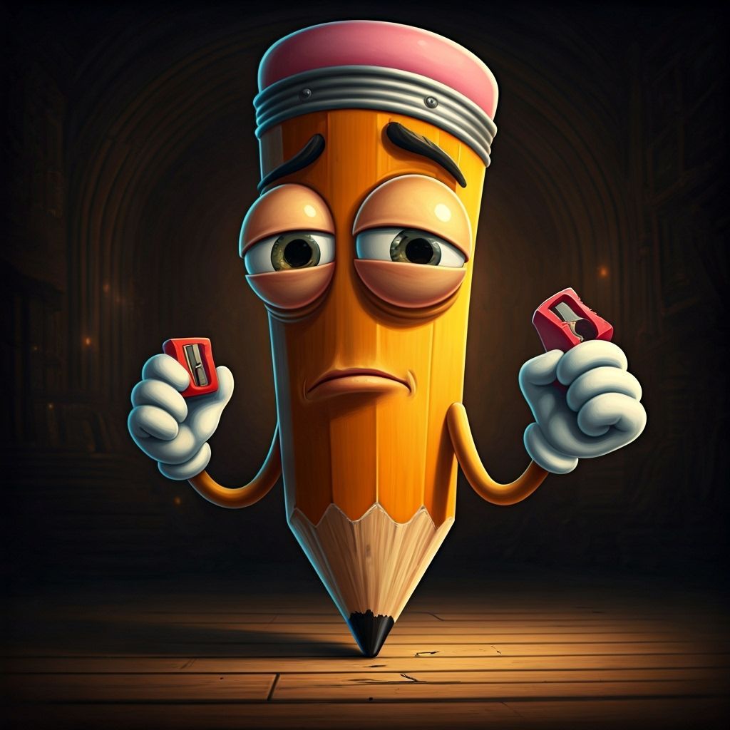 Witty Pencil Sharpening Itself with Focused Eyes