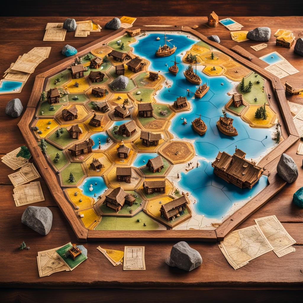 Magical Settlers of Catan Game Board, Fantasy Art