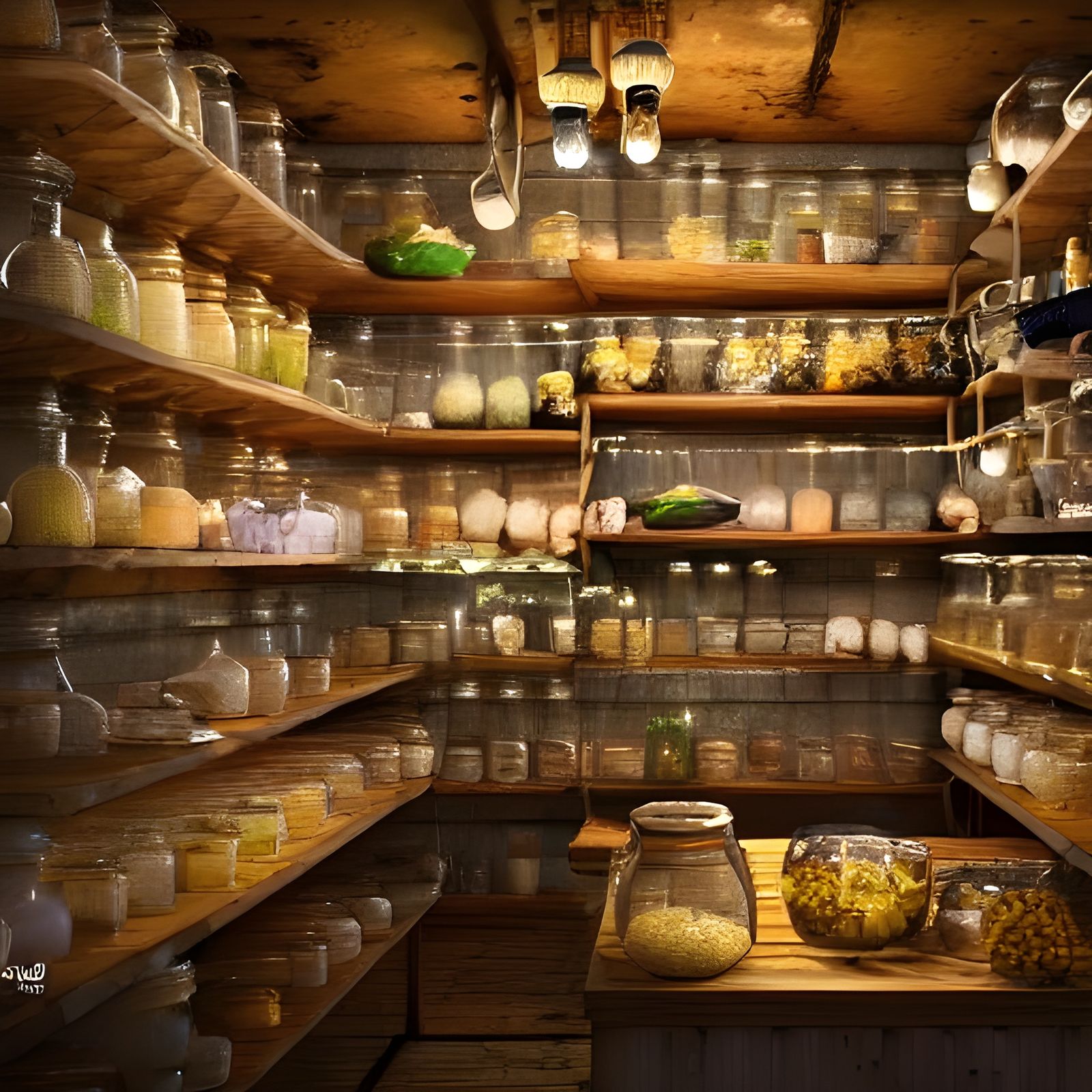 Whimsical Honey Shop Interior in Digital Art Style