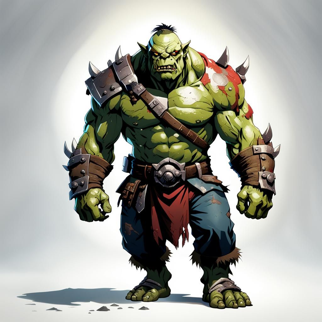 Cel-Shaded Orc Grunt in Anime Style