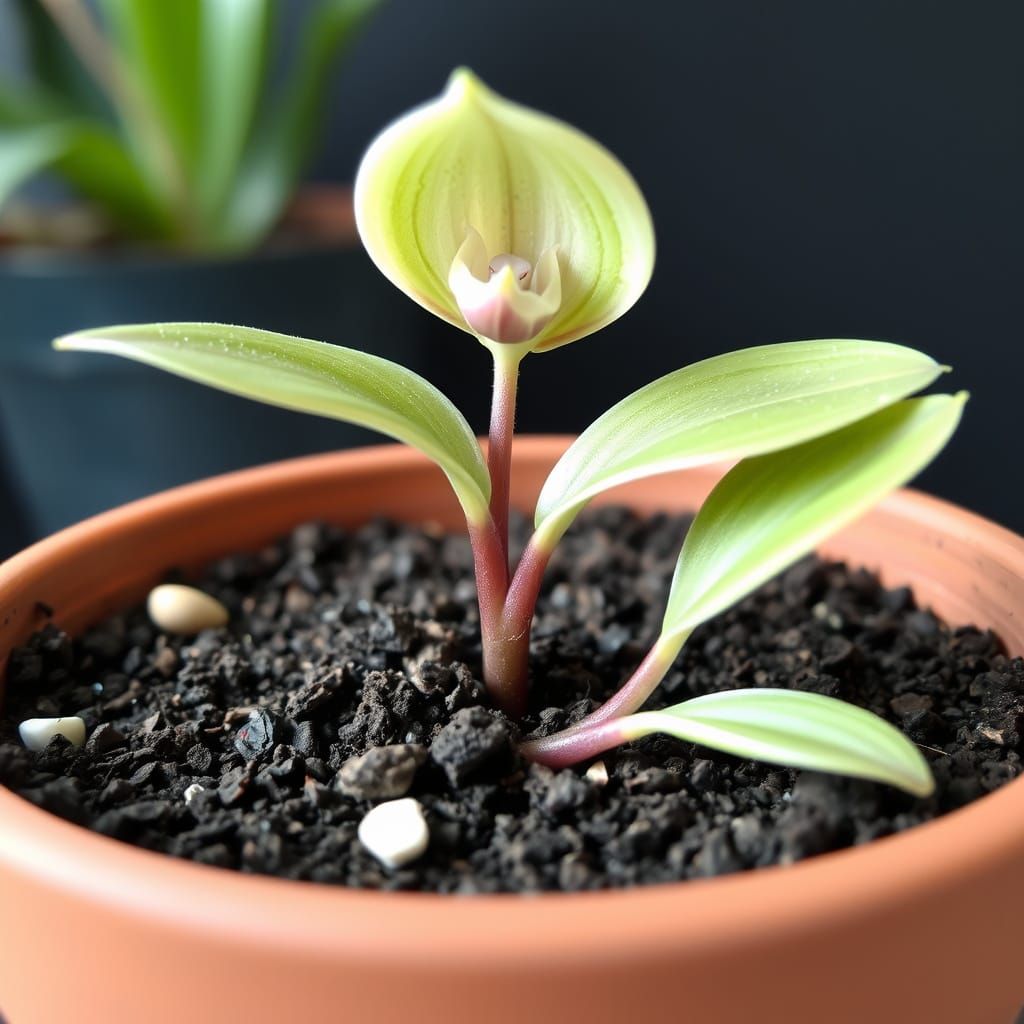 Orchid seed leaves sprout