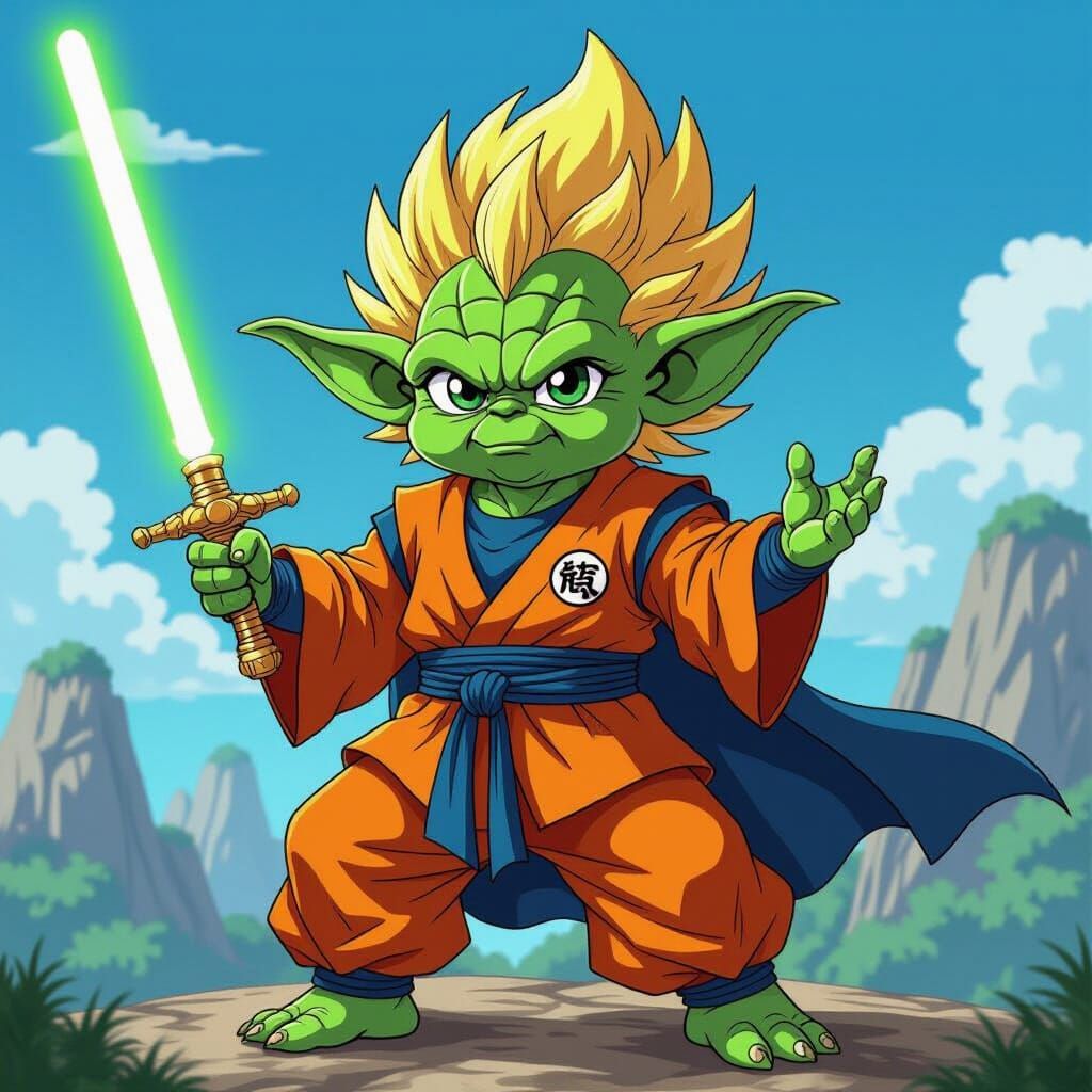 Yoda as Super Saiyan Goku in Epic Battle