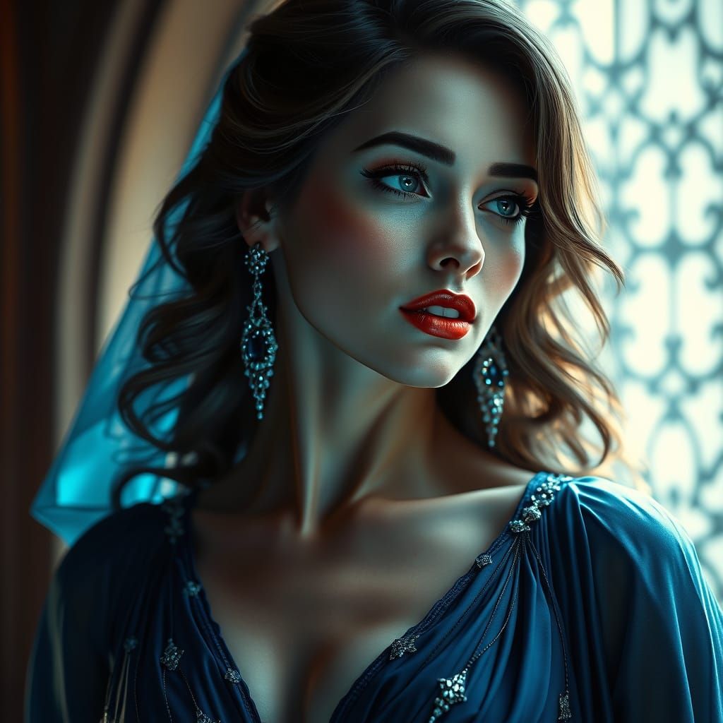 Icy Mafia Boss: Hyper-Realistic Portrait in Art Nouveau Styl...