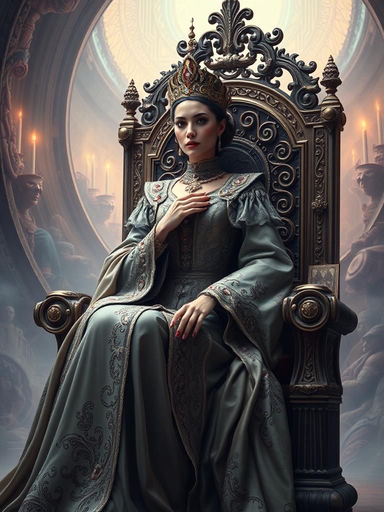 Empress on Throne in Mystical Realm