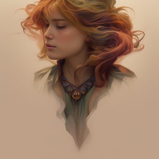 White Horse by River: Fantasy Art Illustration