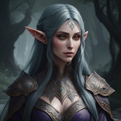 Detailed Elven Portrait in Fantasy Concept Art