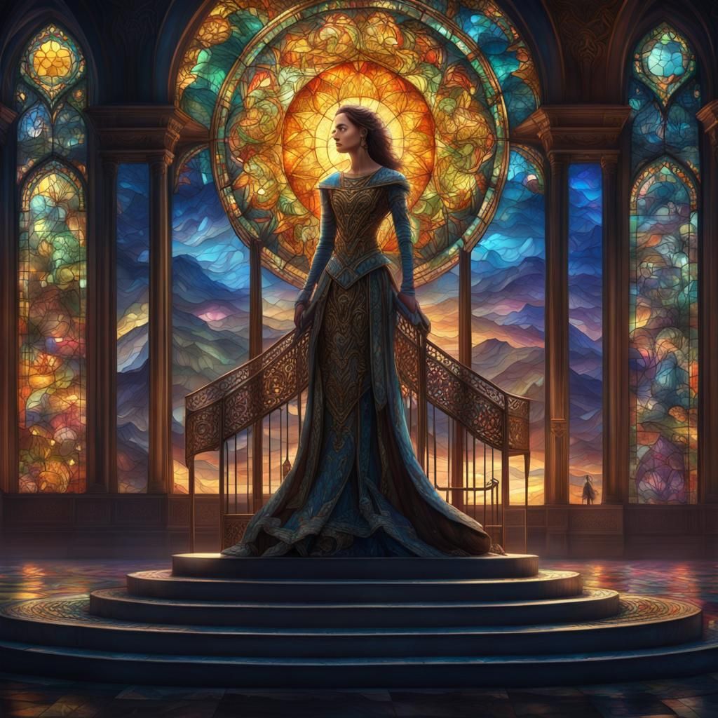 Lavish Stained-Glass Arena Dance: Digital Matte Painting
