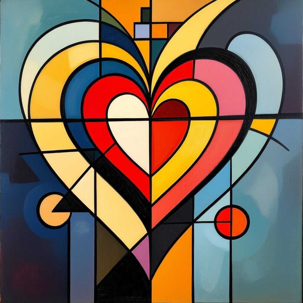 Abstract Gothic Sacred Heart in Kandinsky Style