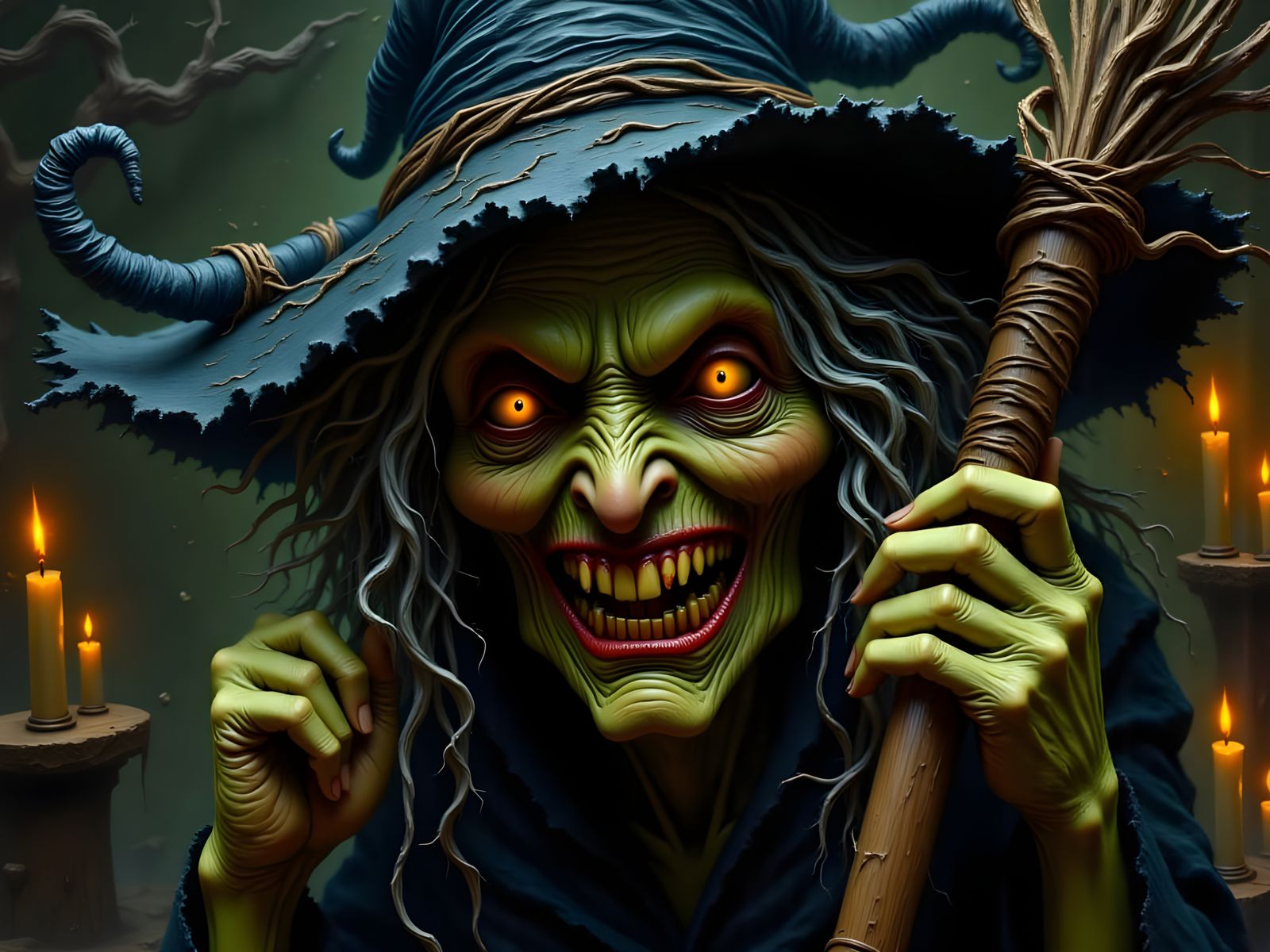 Gothic Witch in Macabre Surrealism Style