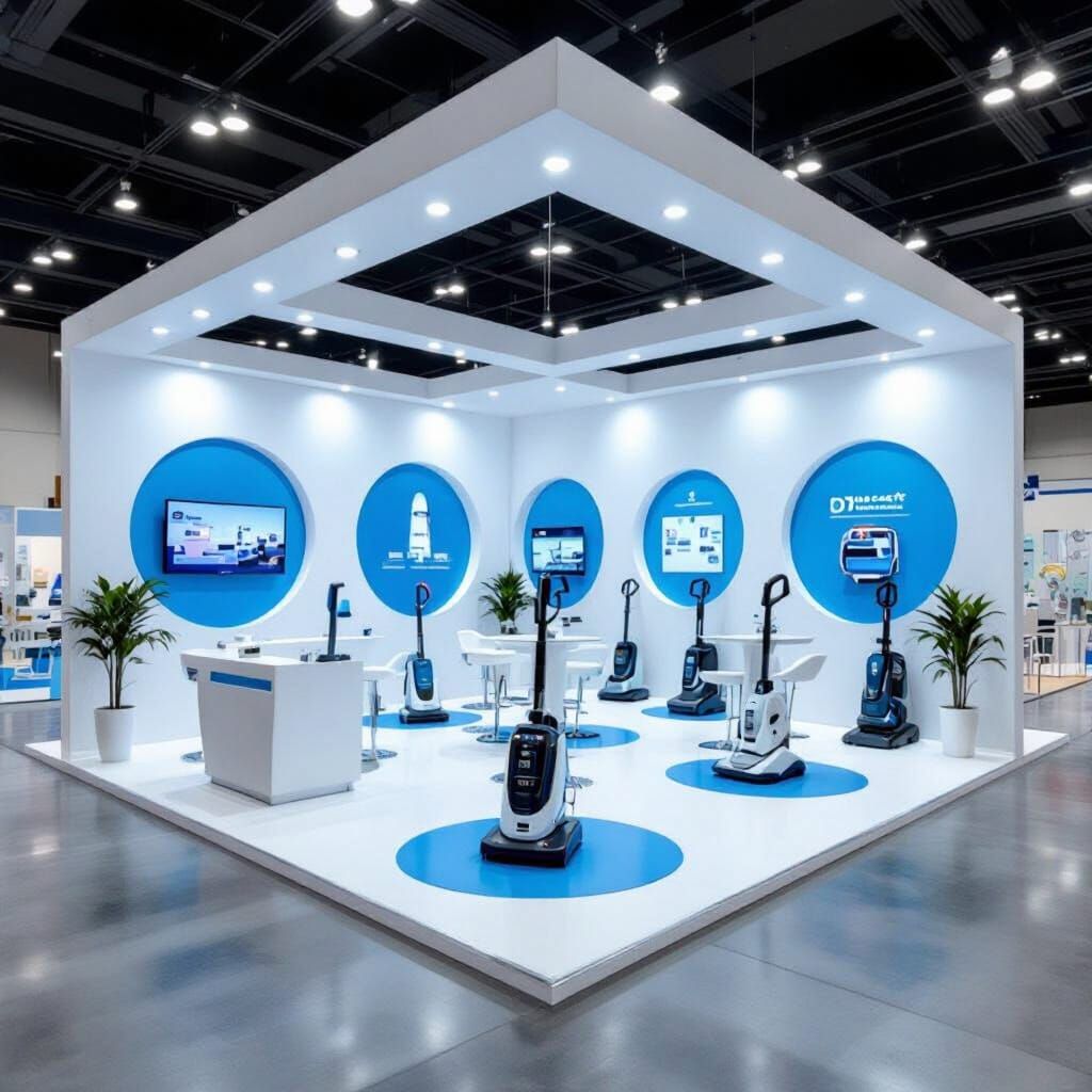 Modern Exhibition Booth Design with Interactive Floor