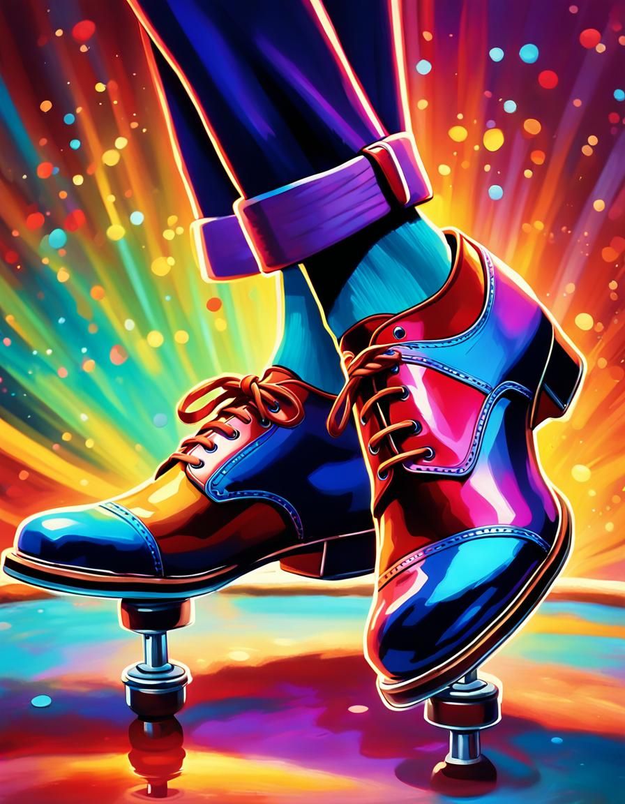Tap Dancer on a Tap: Vibrant Oil Painting