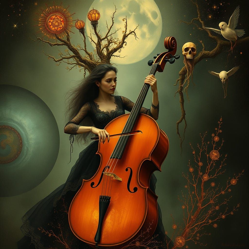Woman in Weightless Environment Plays the Cello in Vibrant C...
