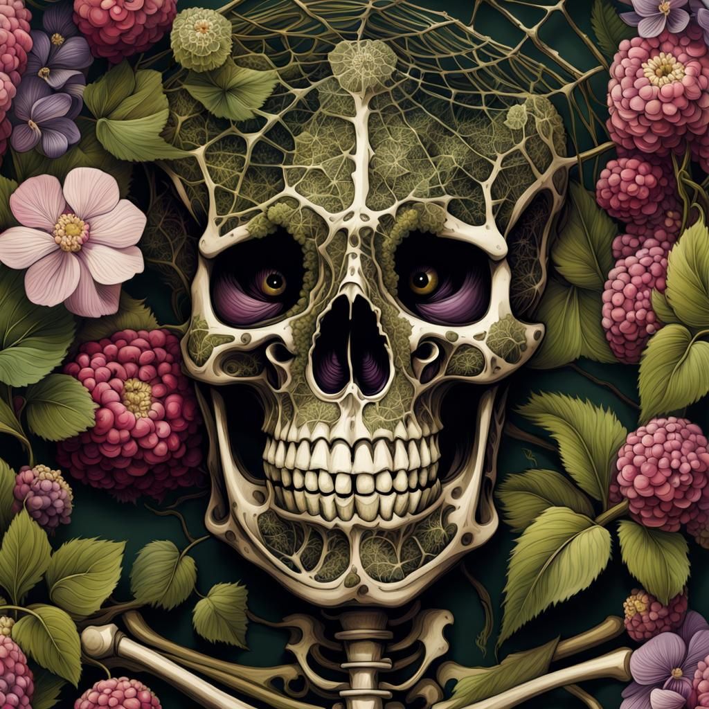 Skeleton in Vines: Graphite Drawing