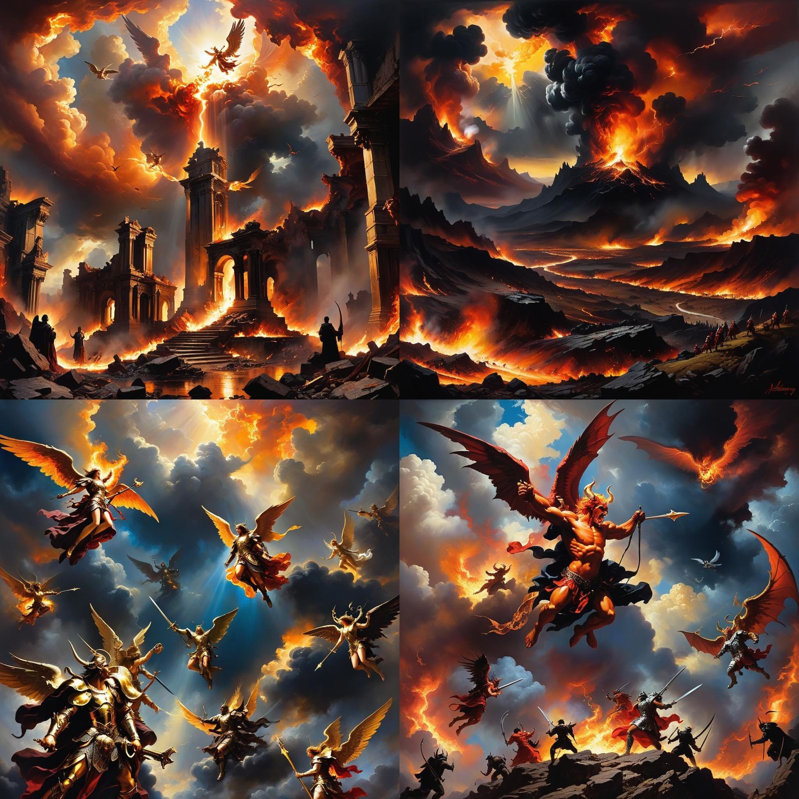Heaven Versus Hell: Oil Painting
