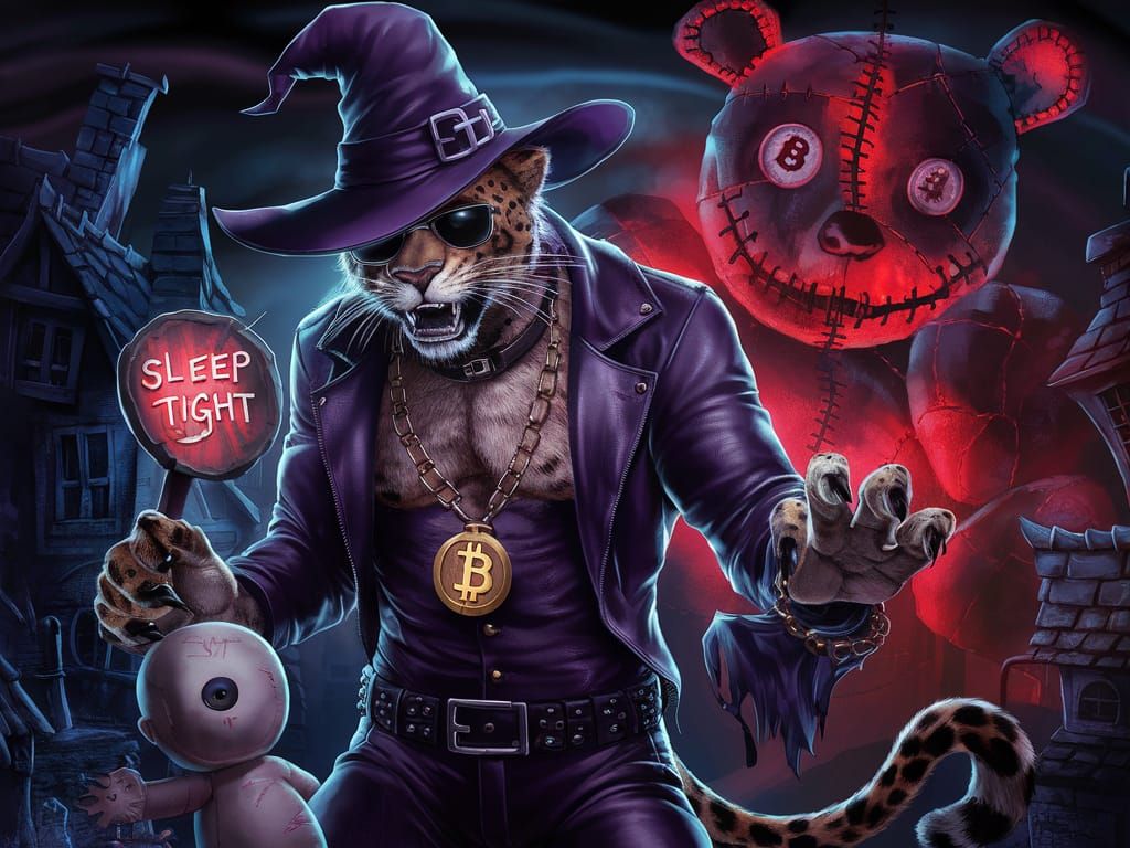 Eerie Leopard Witch in Dark Fantasy Illustration