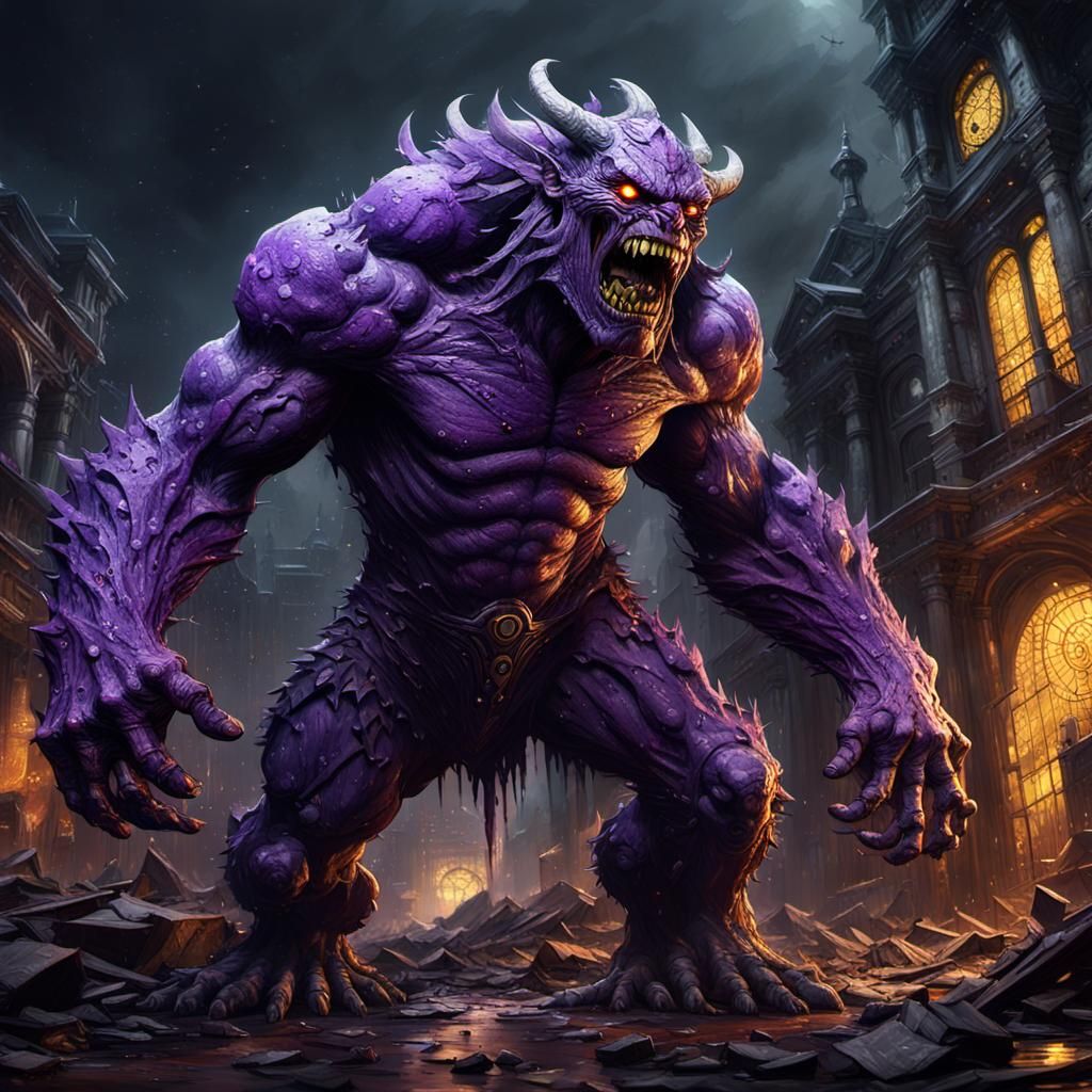 Epic Battle with Evil Monster in Dark City