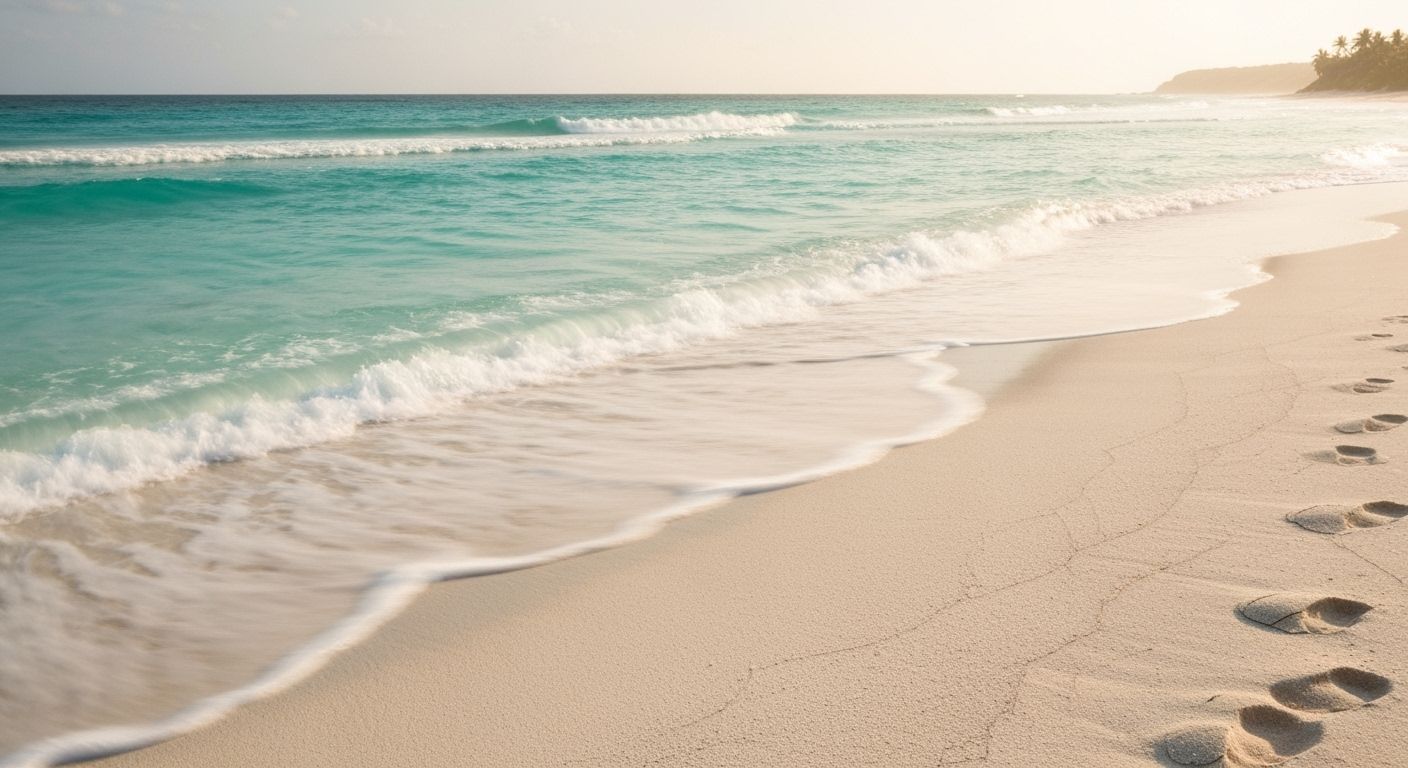 Turquoise Waves on White Sand Beach in Dreamy Style