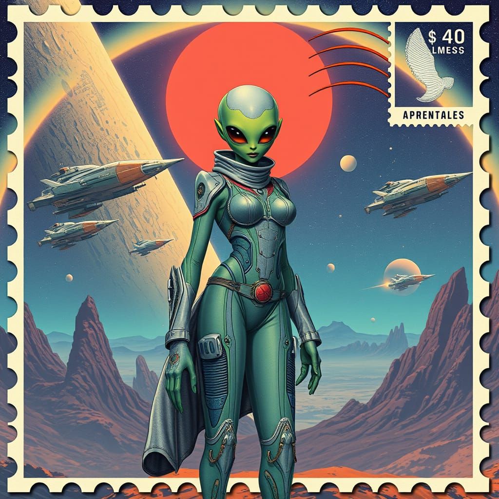 Alien Woman on Distant Planet in Sci-Fi Style