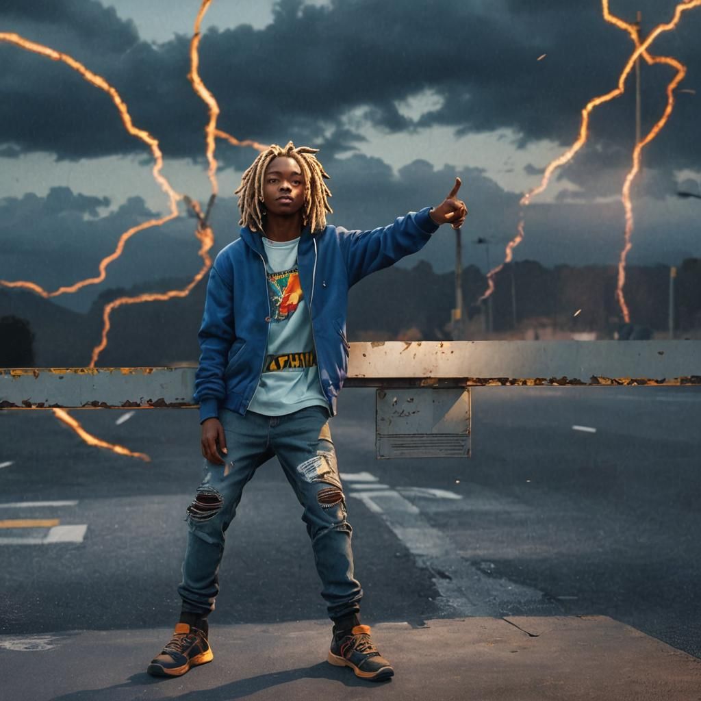 Boy with Blonde Dreads in Bold Street Art
