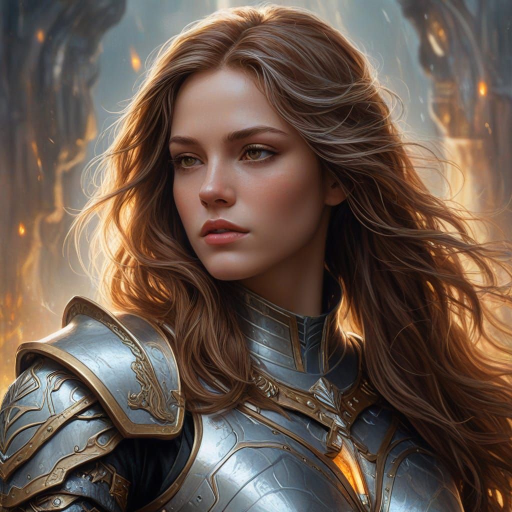 Elemental Goddess Rebecca in Silver Armor Concept Art