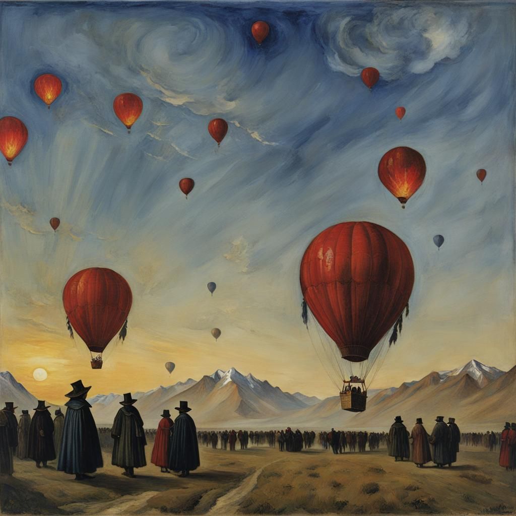 Vampire Balloons Over Pamirs, Evoking Early Netherlandish Ar...