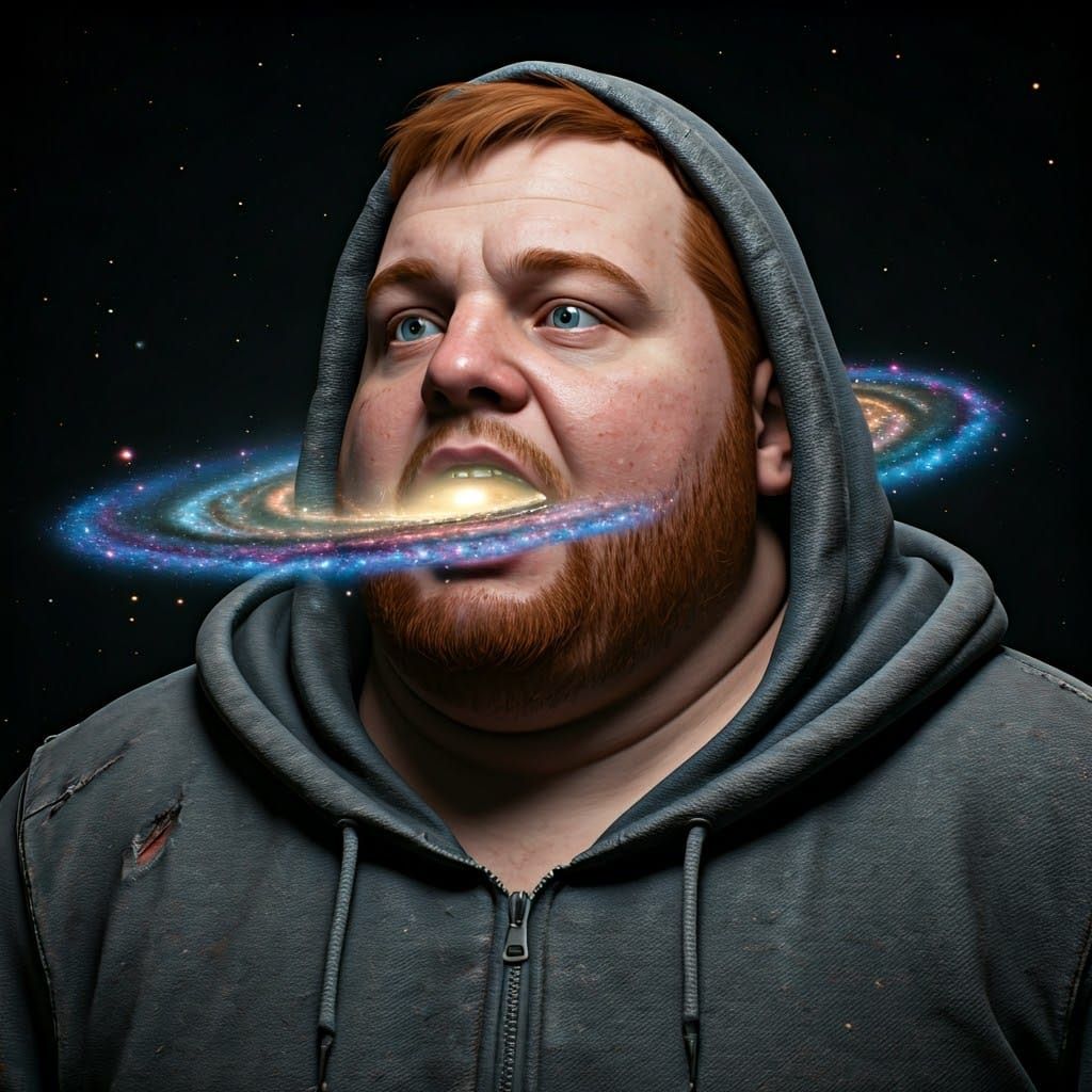 Morbidly Obese Man Devouring the Cosmos