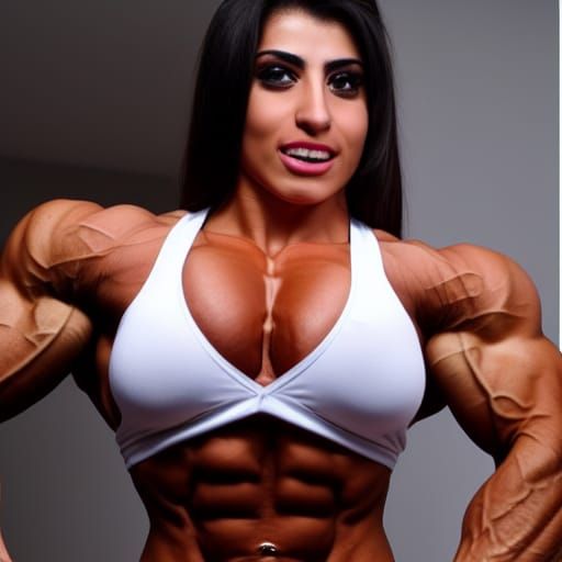 Muscular Arab Female Bodybuilder with Ripped Physique