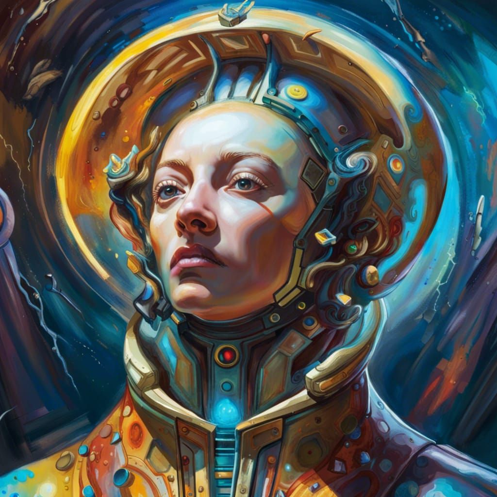 Arcturian Spaceship Interior in Surrealist Style