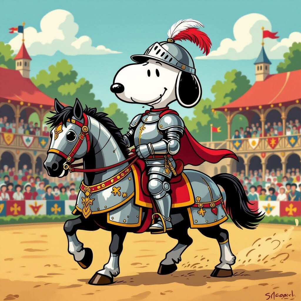 Snoopy as a Beagle Knight in Northern Renaissance Style