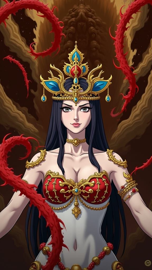 Epic Queen Medusa Battles Through the Heavens in Vibrant Cel...