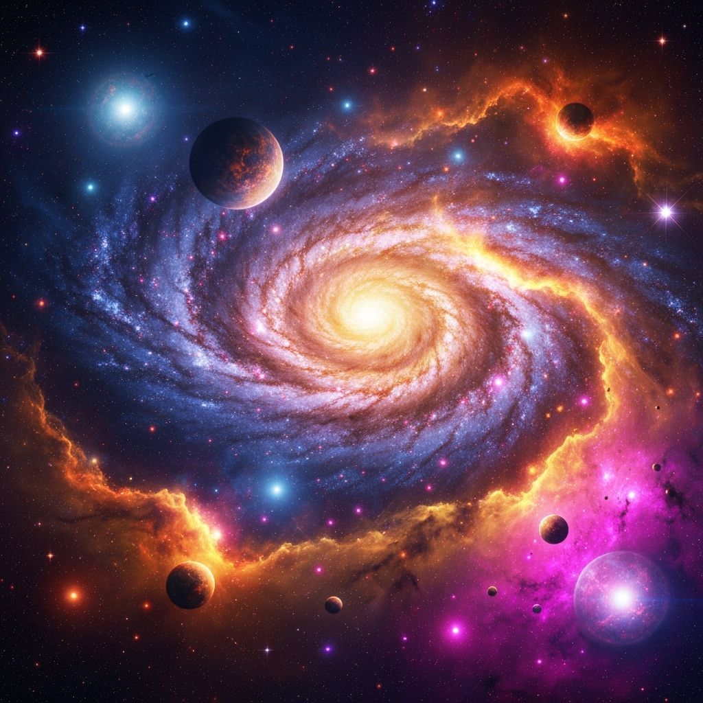 Cosmic Galaxy Digital Painting of Nebulae and Stars