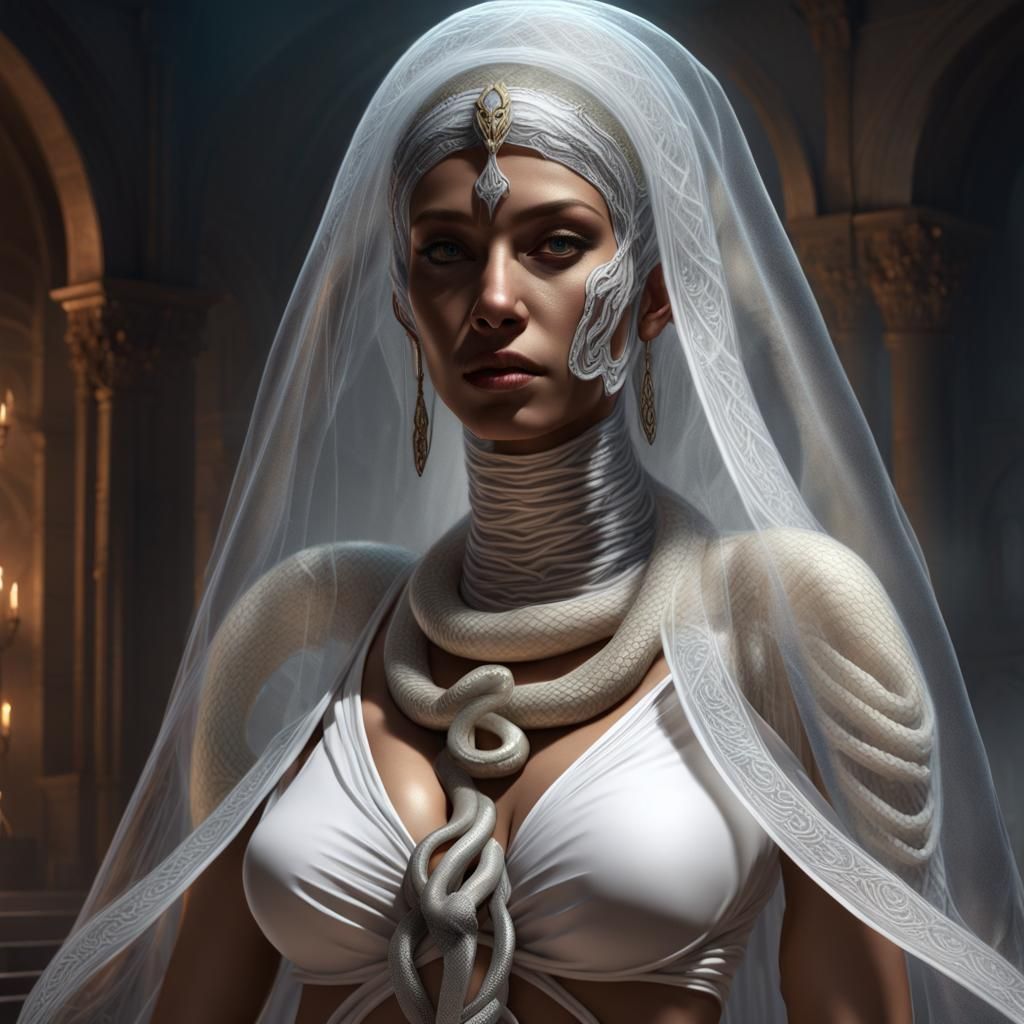 Carthaginian Priestess with Snake in Dark Fantasy Art